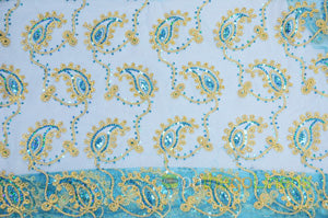 Coco Paisley Embroidery Fabric by the Yard | Metallic Coco Paisley Embroidery Fabric | Multiple Colors |