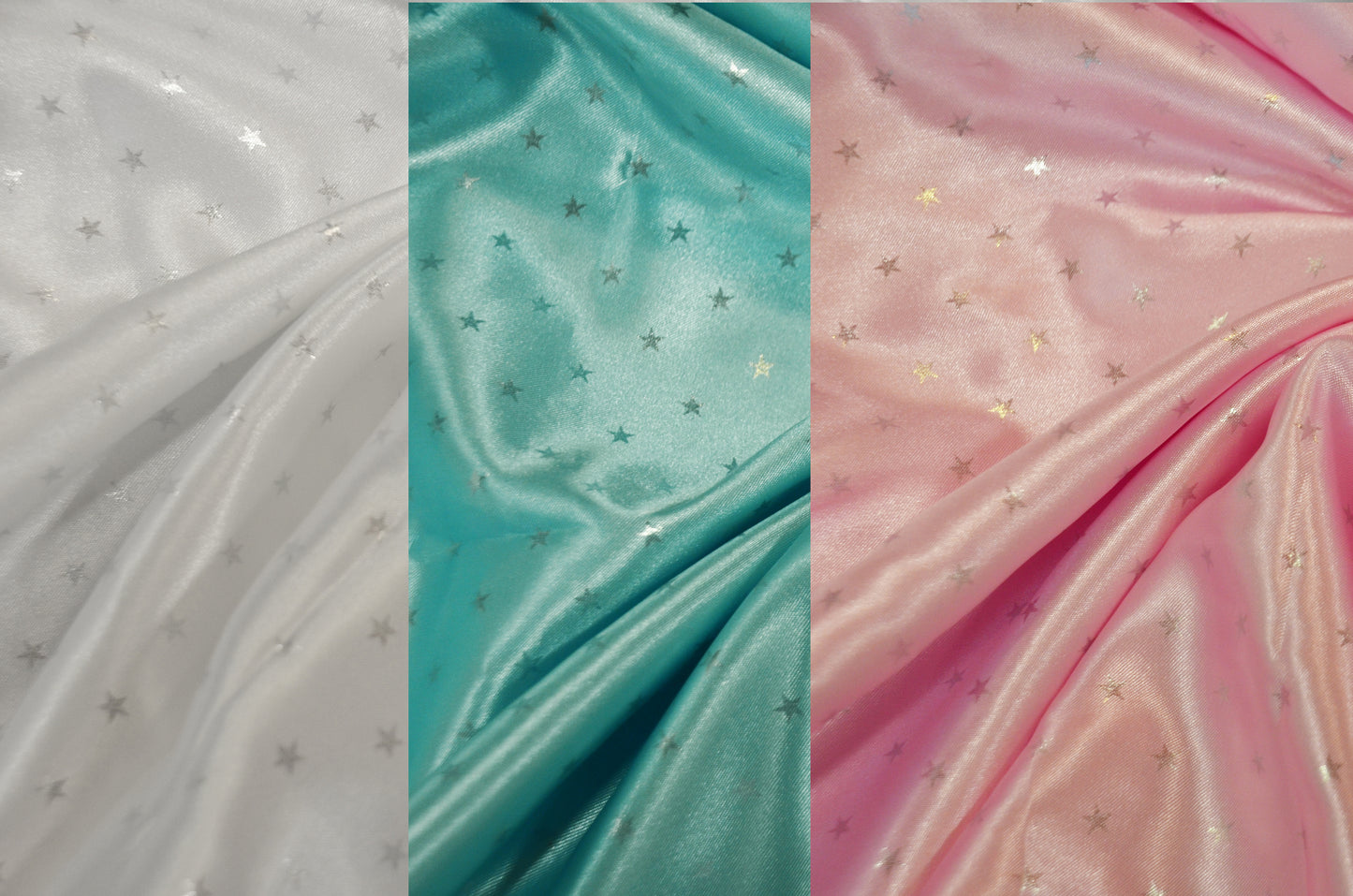 Mini Star Charmeuse Satin Table Napkins & Chair Sash | Star Satin Napkins & Sashes | White, Pink, Blue |