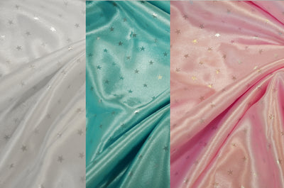 Mini Star Charmeuse Satin Table Napkins & Chair Sash | Star Satin Napkins & Sashes | White, Pink, Blue |