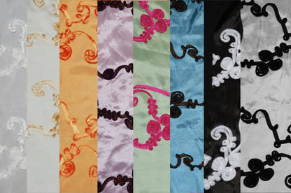 Ribbon Taffeta Fabric by the Yard | Taffeta Ribbon Embroidery Fabric | Multiple Colors |