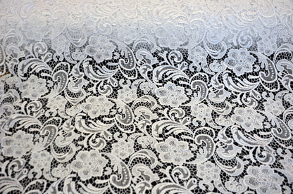 Guipure Lace Fabric by the Yard | Heavy Bridal Lace Fabric with Scallop Edges | 52" Wide | Multiple Colors |