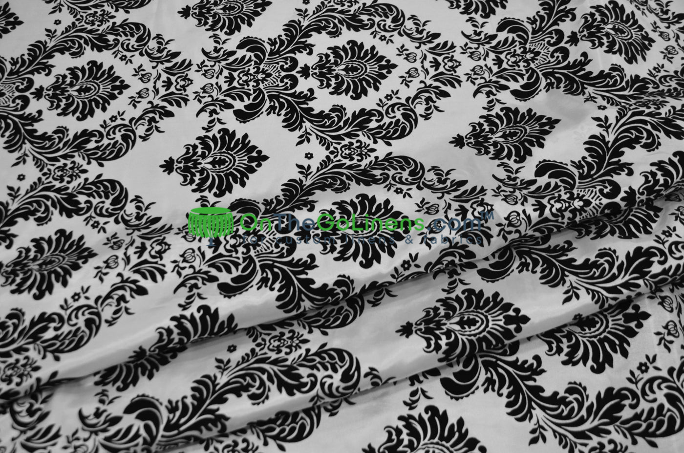 Damask Flocking Taffeta Fabric by the Yard | Flocking Velvet Damask Fabric | 60" wide |