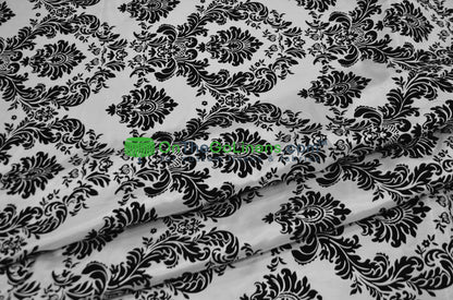 Damask Flocking Taffeta Fabric by the Yard | Flocking Velvet Damask Fabric | 60" wide |