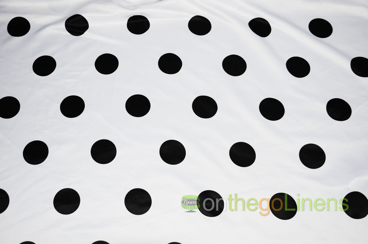 Polka Dot Lamour Satin Print Fabric by the Yard | Polka Dot Satin Fabric | 60" Wide | White Black |