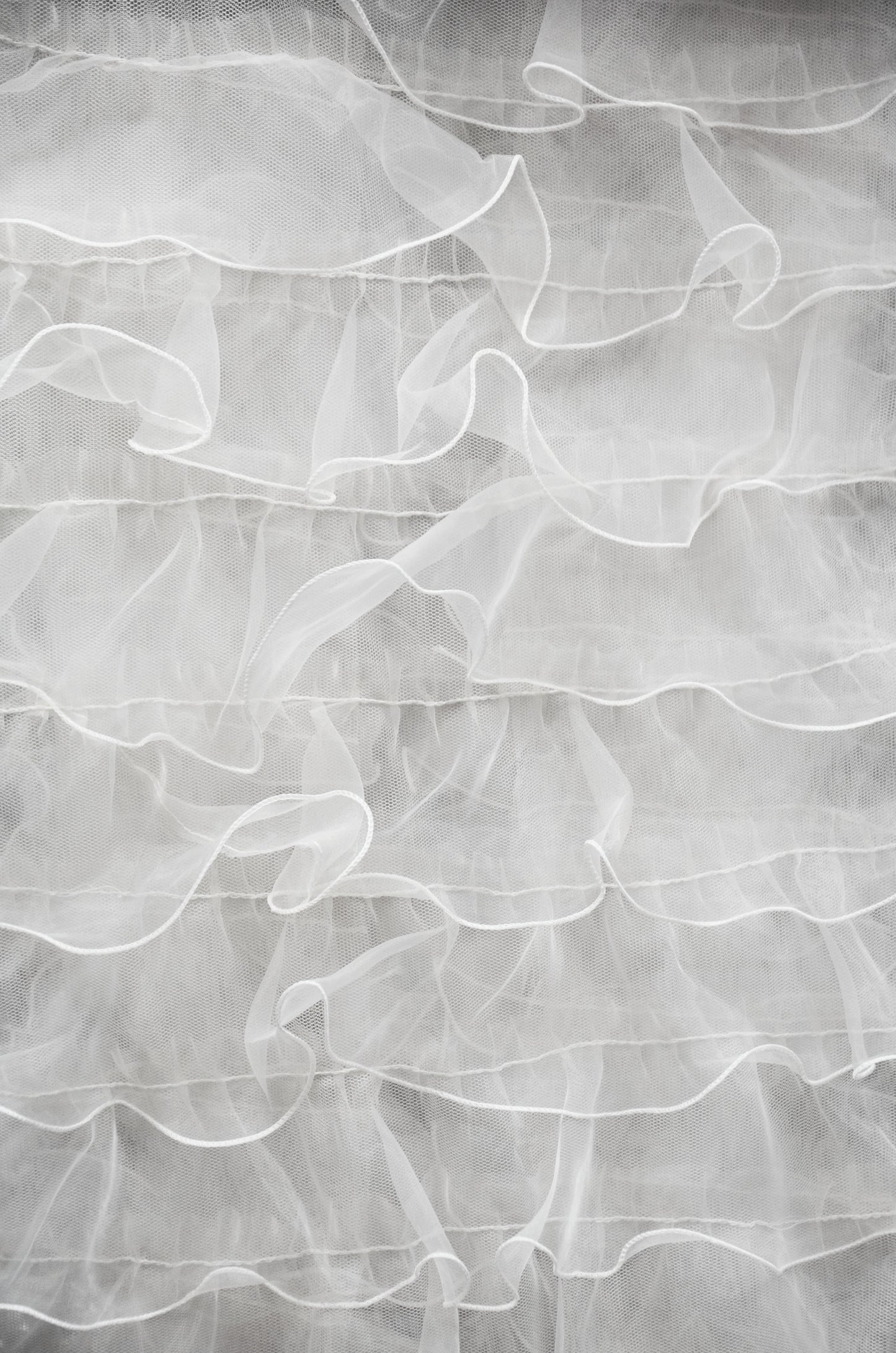 Layered Ruffle Mesh Fabric by the Yard | Organza Ruffled Mesh Fabric | 57" Wide |