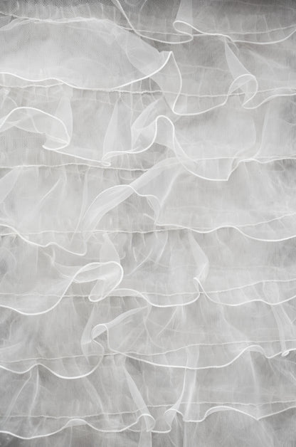 Layered Ruffle Mesh Fabric by the Yard | Organza Ruffled Mesh Fabric | 57" Wide |