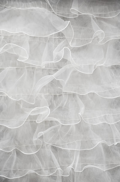 Layered Ruffle Mesh Fabric by the Yard | Organza Ruffled Mesh Fabric | 57" Wide |