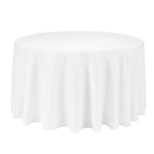 90" Round Polyester Tablecloth | White Ivory Black | Econoline Ready to Ship |