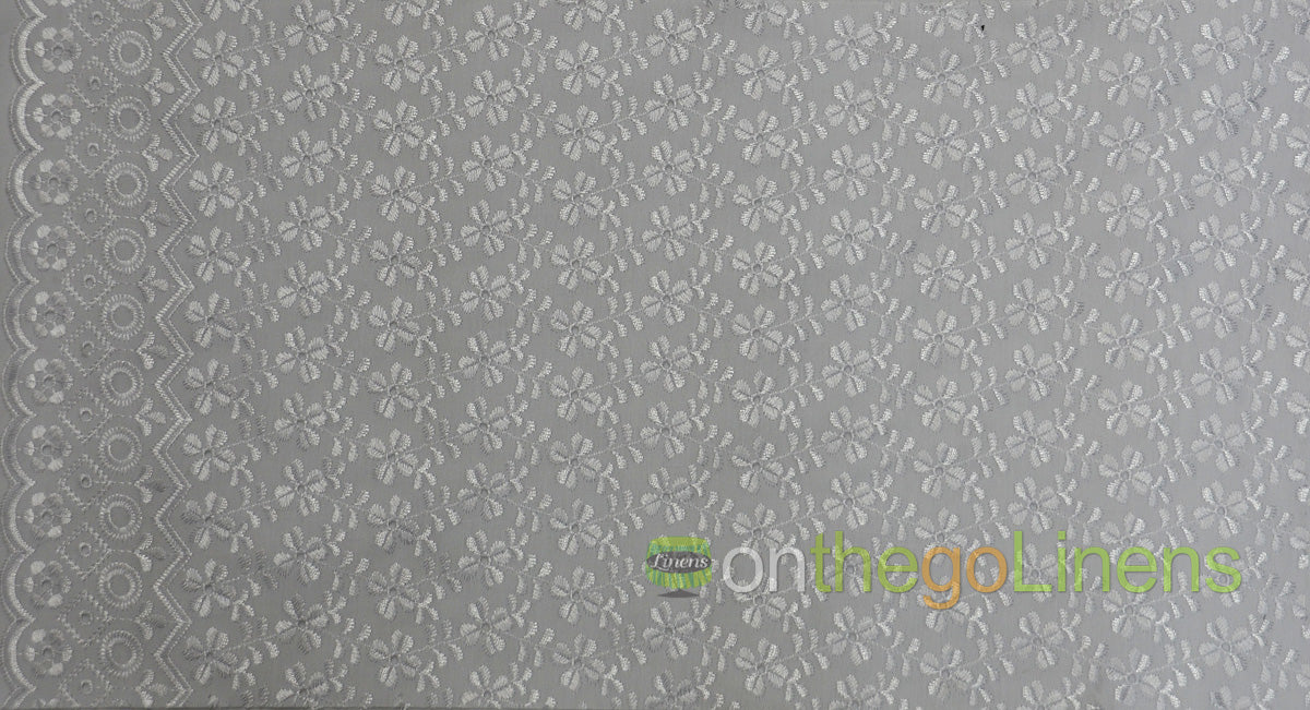 Polyester Cotton Heavy Eyelet Embroidery | Double Sided Scallop | 42" Wide |