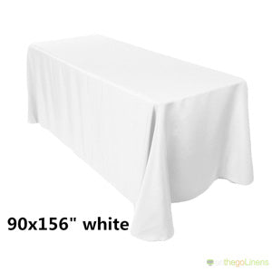 90" x 156" Polyester Table Drapes | 8ft Tablecloth | White Ivory Black | Econoline Ready to Ship |