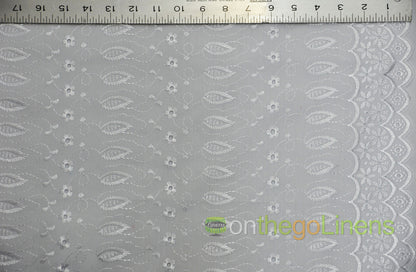 Polyester Cotton Eyelet Embroidery with Double Sided Borders Fabric by the Yard