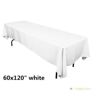 60" x 120" Banquet Polyester Tablecloth | White Ivory Black | Econoline Ready to Ship |