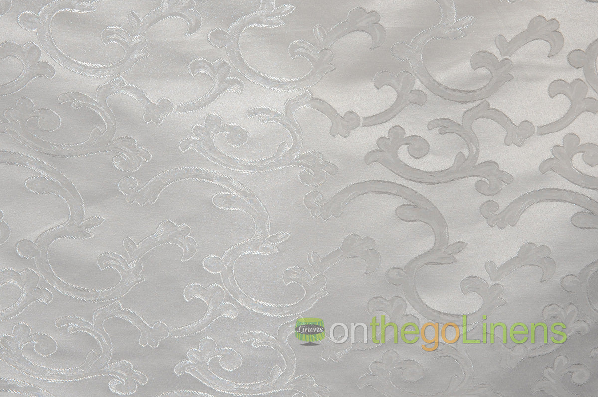 Scarlet Brocade Fabric by the Yard | Damask Brocade Fabric | 60 Wide | White Ivory Brown |