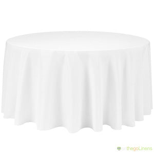 132" Round Polyester Tablecloth | Econoline Ready to Ship | 11 Colors to Choose From |