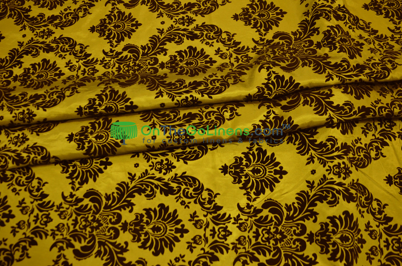 Damask Flocking Taffeta Fabric by the Yard | Flocking Velvet Damask Fabric | 60" wide |