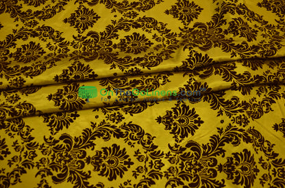 Damask Flocking Taffeta Fabric by the Yard | Flocking Velvet Damask Fabric | 60" wide |